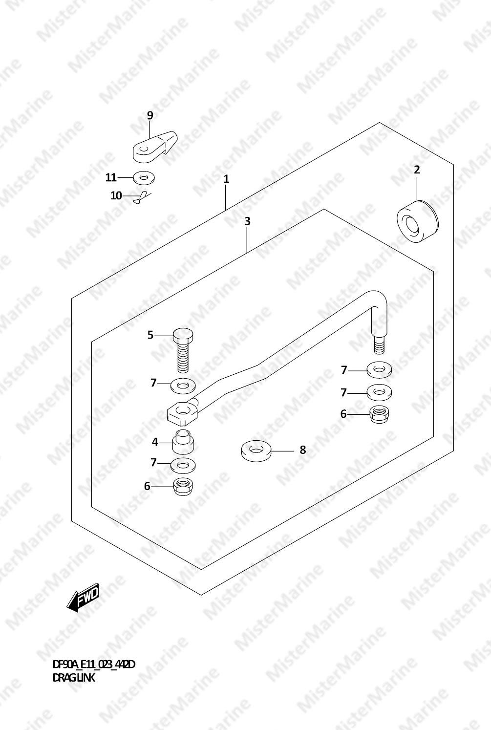 FIG.442D (1-J-10) DRAG LINK ((DF70ATH,DF90ATH):(022,023))