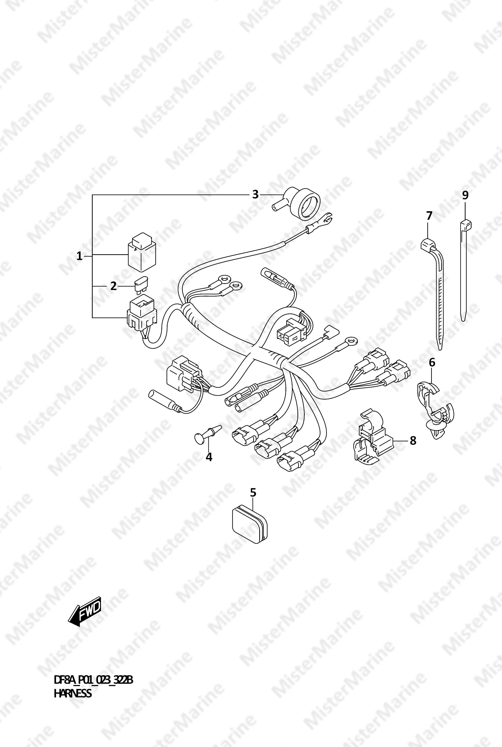 FIG.322B (1-D-14) HARNESS ((DF8A,DF9.9A):023)