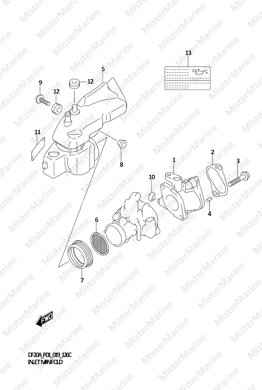 FIG.126C (1-B-10) INLET MANIFOLD (DF20A)(DF20AR)(DF20AT)(DF20ATH)