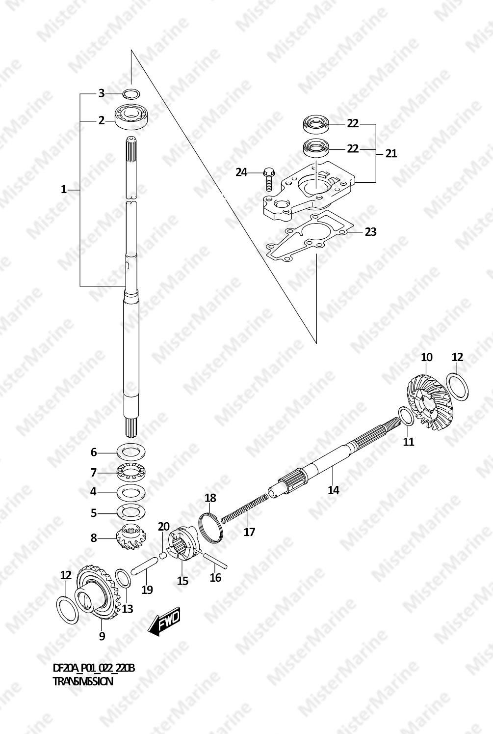 FIG.220B (1-D-2) TRANSMISSION (SEE NOTE)