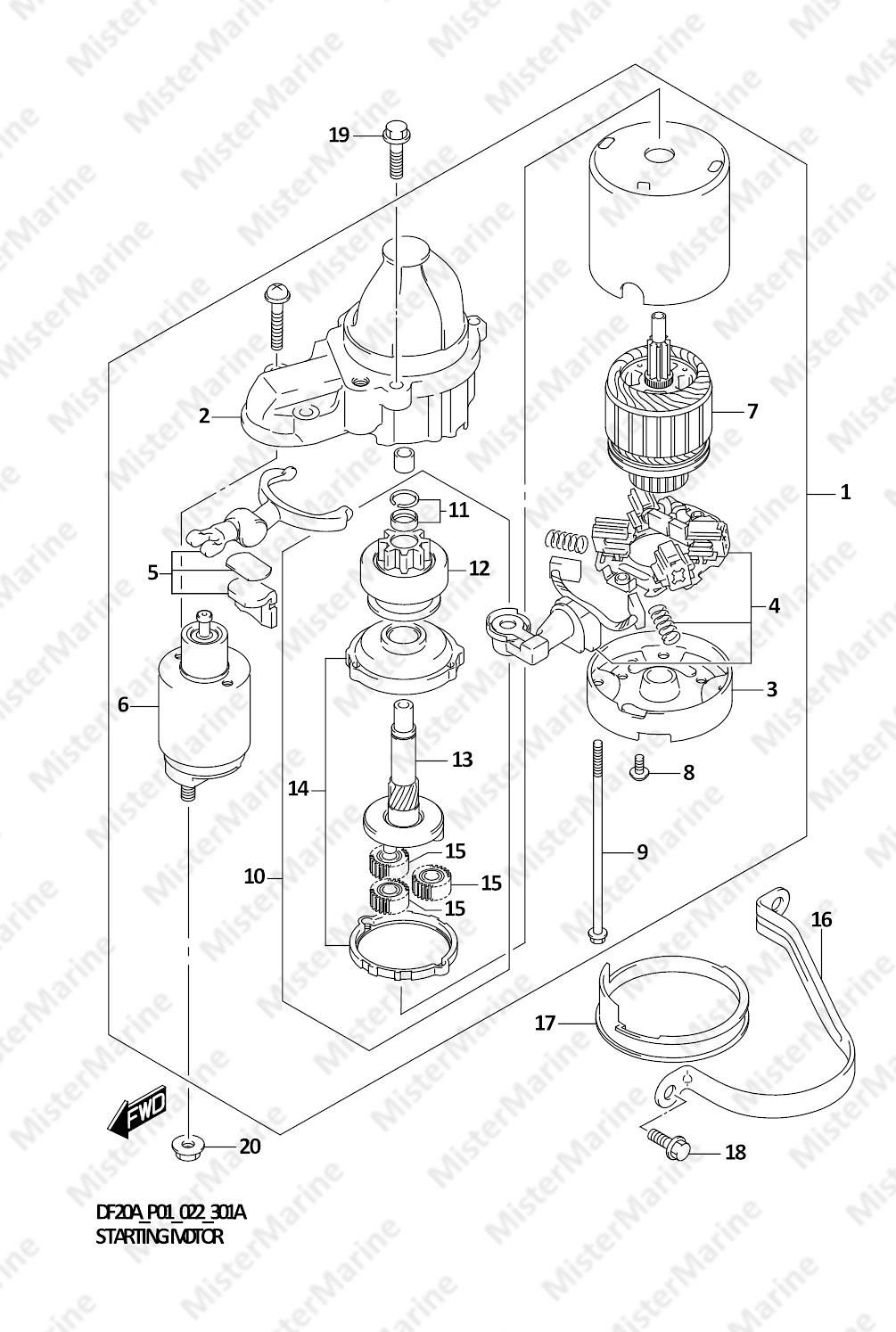FIG.301A (1-D-4) STARTING MOTOR (W/ELECTRIC STARTER)