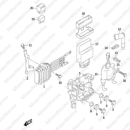FIG.310B (1-D-8) RECTIFIER/IGNITION COIL (DF9.9B:(021,022))