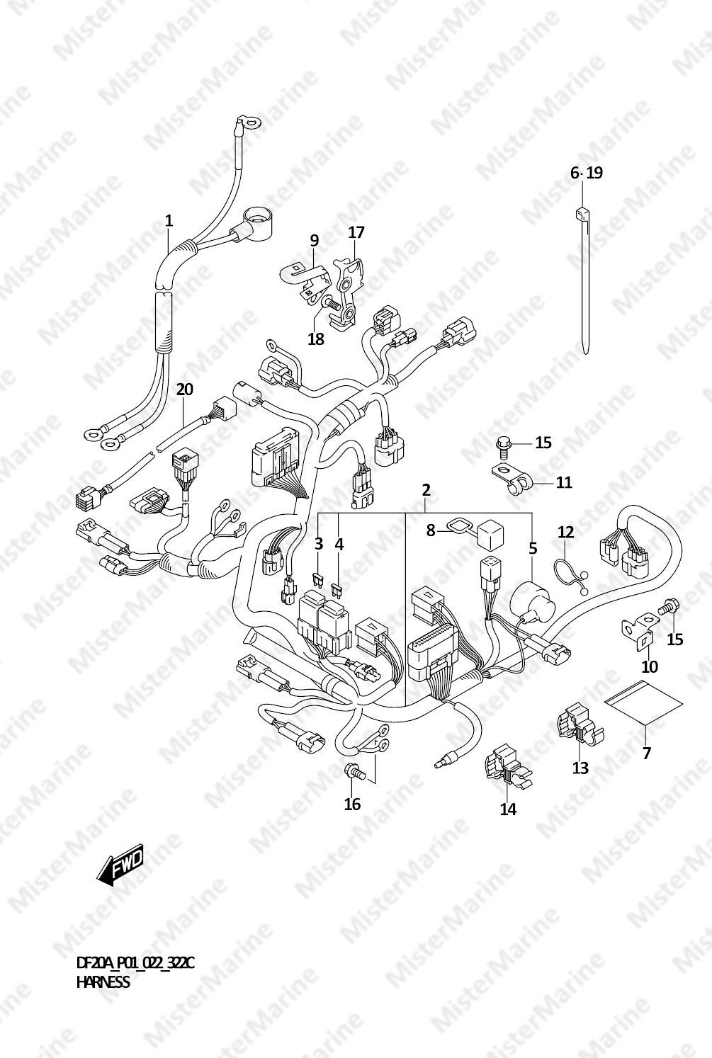 FIG.322C (1-E-11) HARNESS (DF9.9BT,DF15AT,DF20AT)