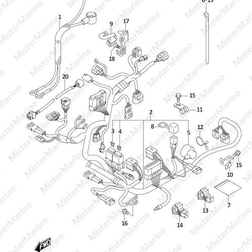 FIG.322C (1-E-11) HARNESS (DF9.9BT,DF15AT,DF20AT)