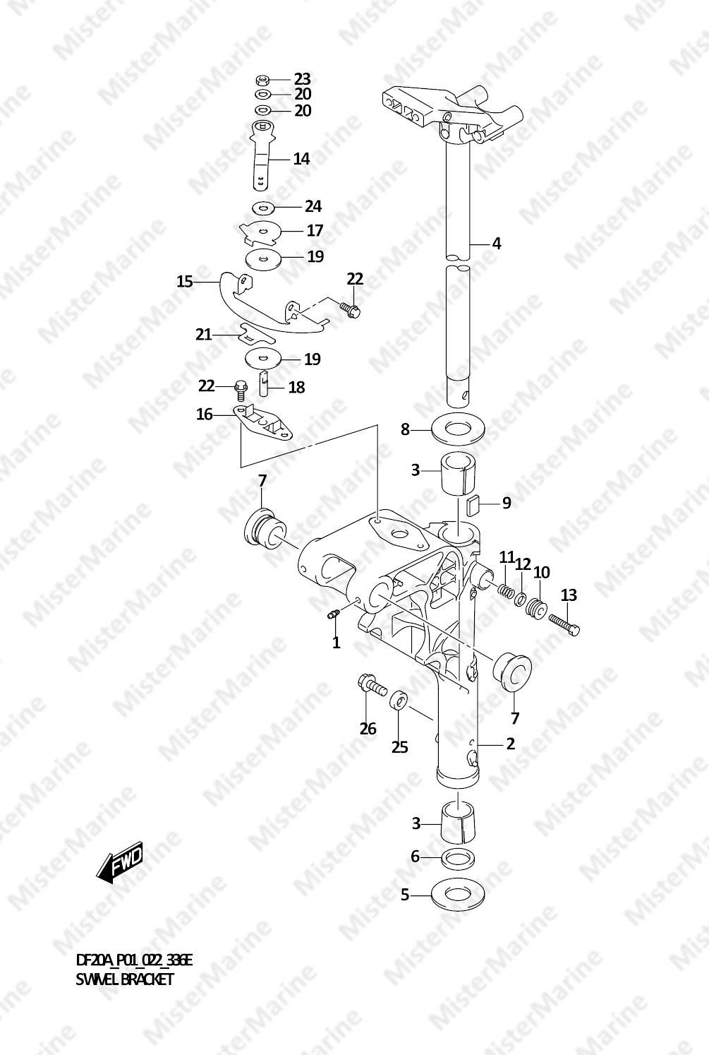 FIG.336E (1-G-5) SWIVEL BRACKET (DF9.9BTH,DF20ATH)
