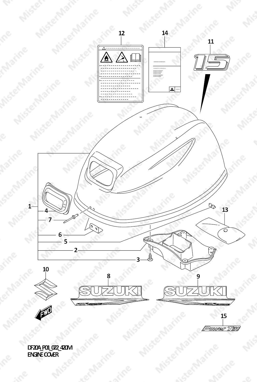 FIG.420M (1-I-10) ENGINE COVER (DF15AT:022)