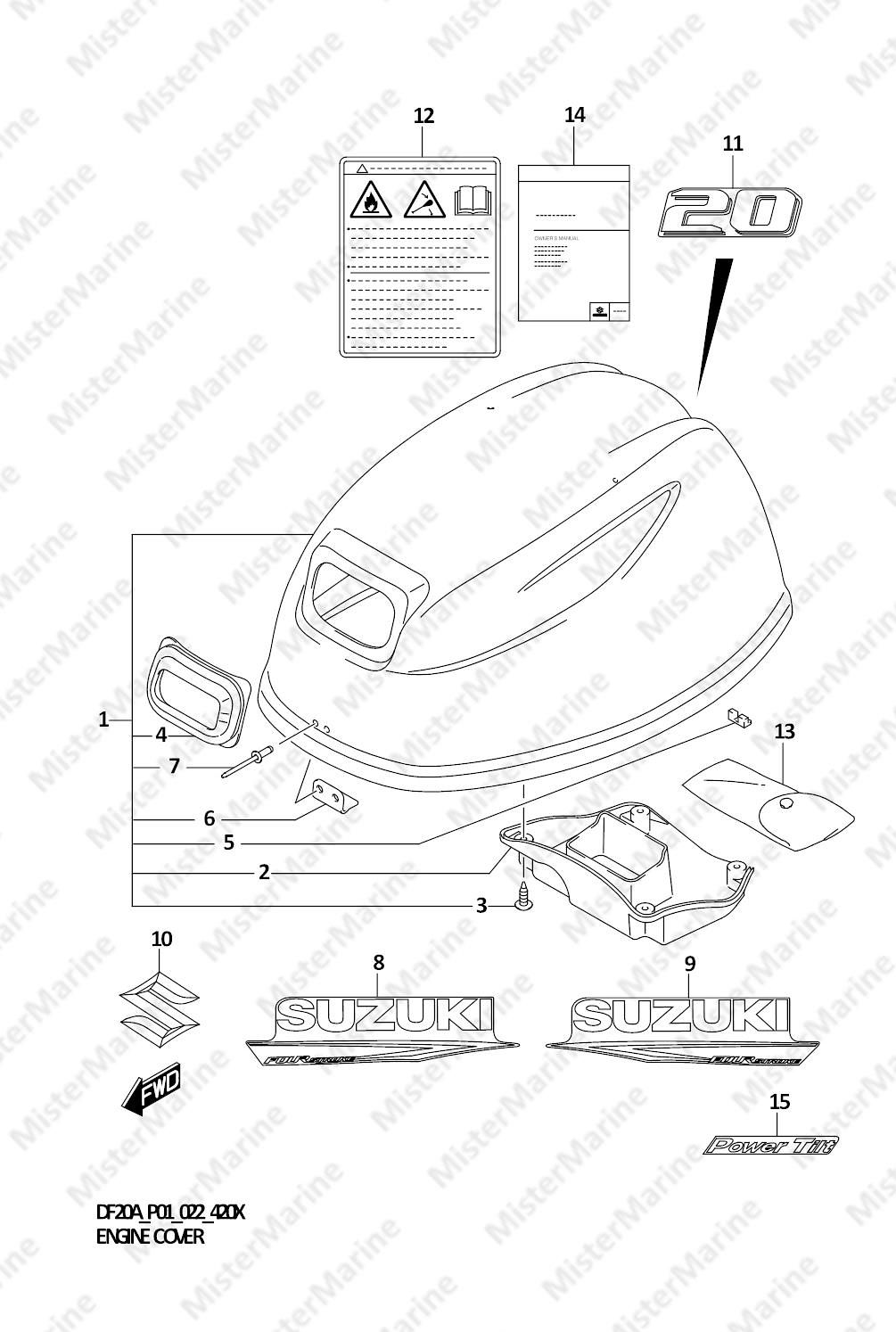 FIG.420X (1-J-6) ENGINE COVER ((DF20AT,DF20ATH):022)