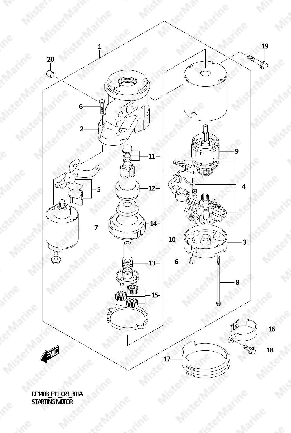 FIG.301A (1-D-11) STARTING MOTOR