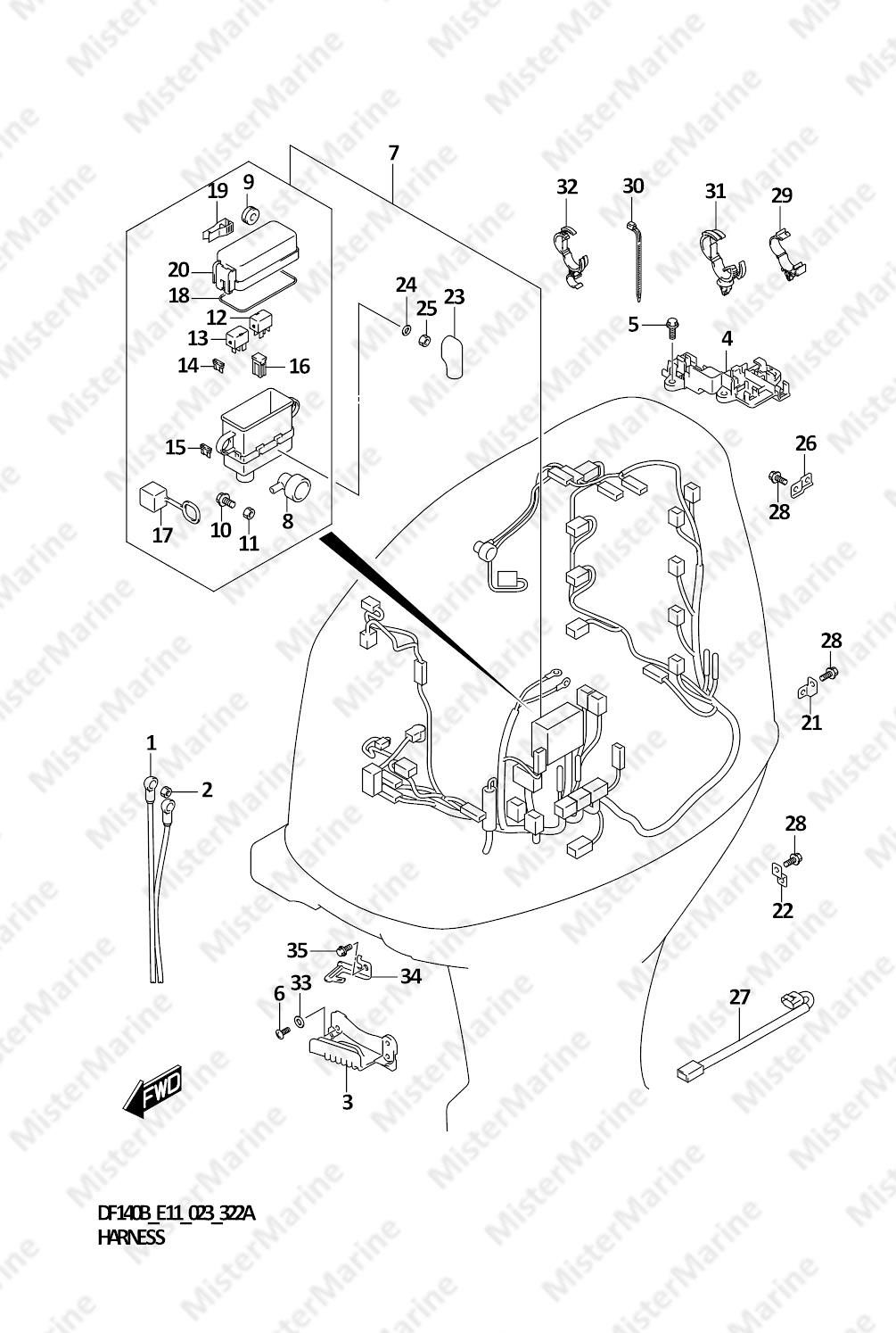 FIG.322A (1-E-2) HARNESS (DF140BT,DF140BZ)