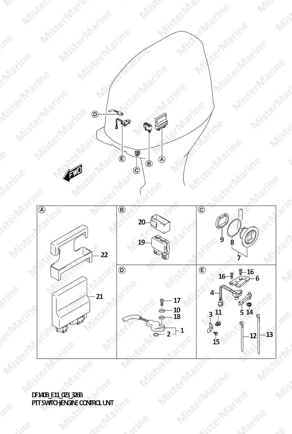 FIG.326B (1-E-6) PTT SWITCH/ENGINE CONTROL UNIT (SEE NOTE)