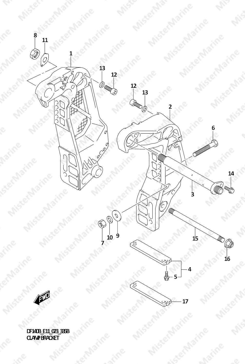 FIG.335B (1-E-10) CLAMP BRACKET (DF115BT,DF115BZ)