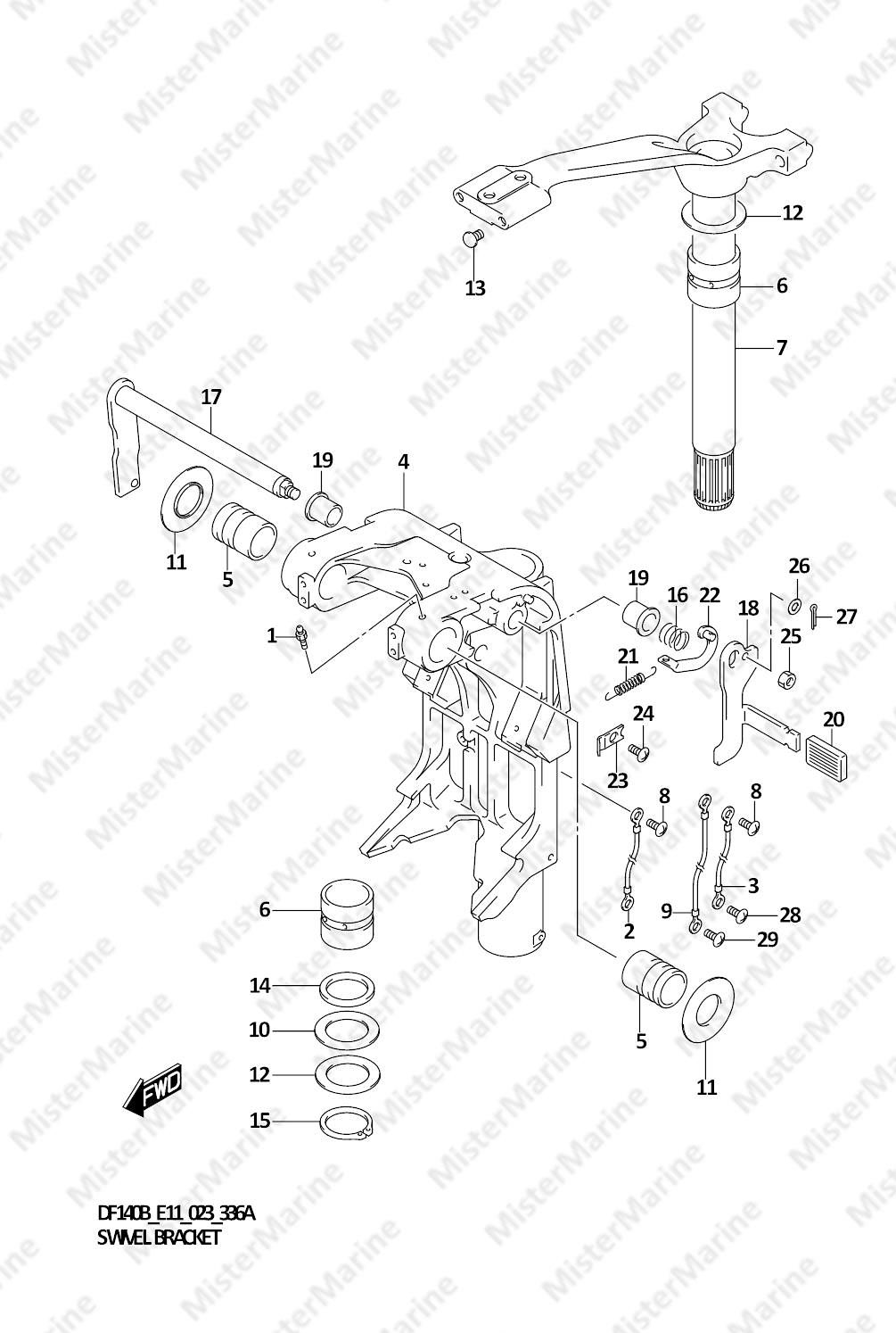 FIG.336A (1-E-11) SWIVEL BRACKET (DF140BT,DF140BZ)