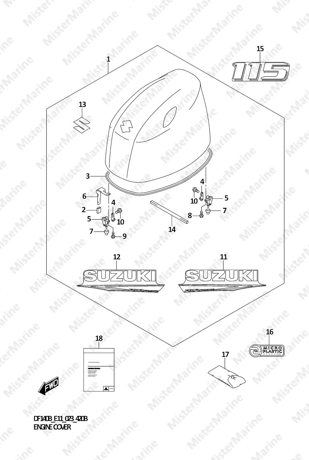 FIG.420B (1-G-3) ENGINE COVER (DF115BT,DF115BZ)