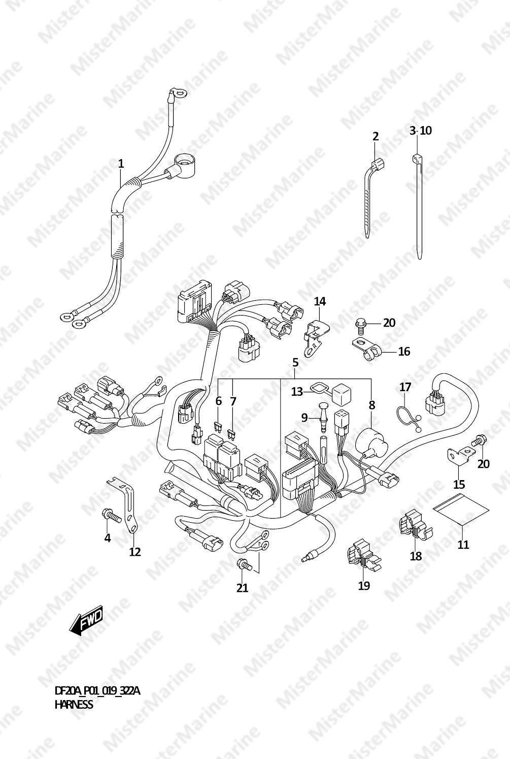 FIG.322A (1-D-15) HARNESS (DF9.9B)(DF15A)(DF20A)