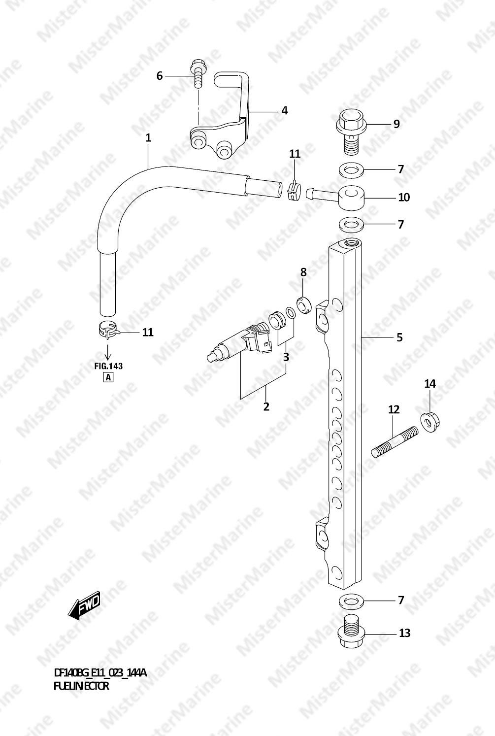 FIG.144A (1-C-2) FUEL INJECTOR (E11:021)