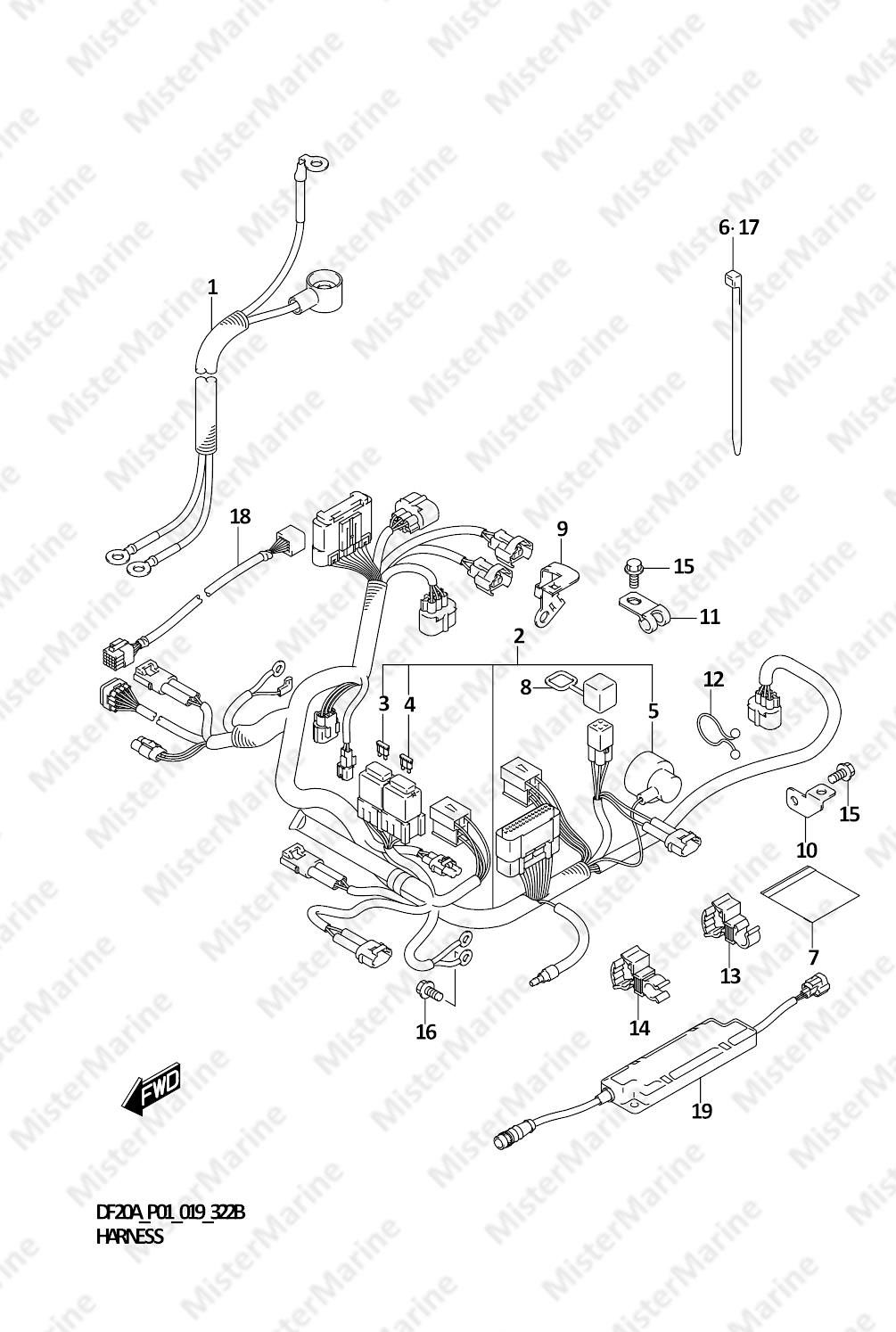 FIG.322B (1-E-2) HARNESS (DF9.9BR)(DF15AR)(DF20AR)