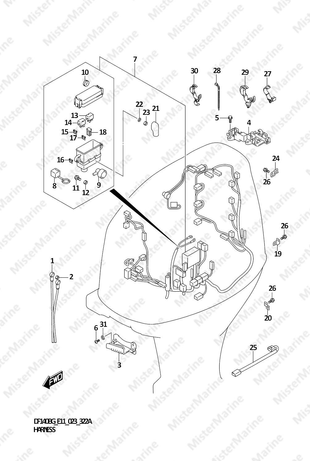 FIG.322A (1-E-4) HARNESS ((DF115BG,DF115BZG):021)