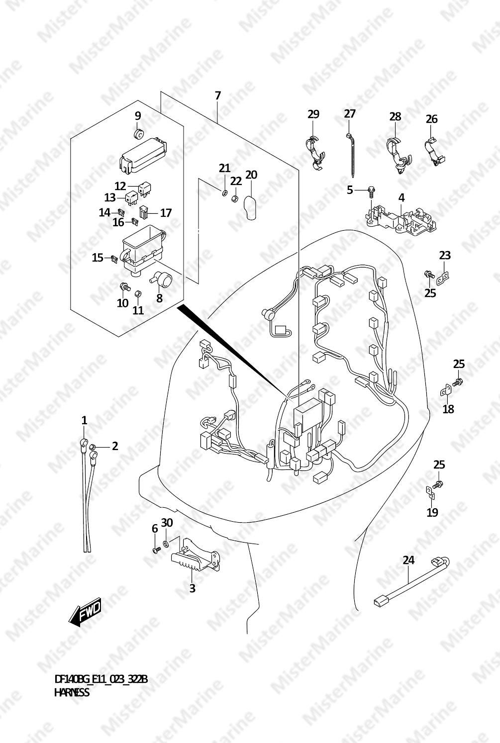 FIG.322B (1-E-6) HARNESS ((DF115BG,DF115BZG):(022,023))