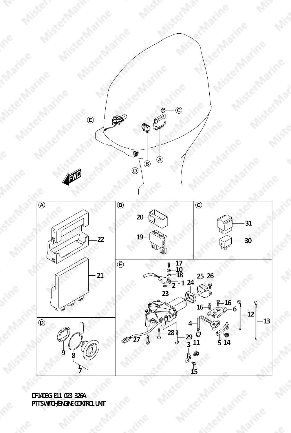 FIG.326A (1-E-10) PTT SWITCH/ENGINE CONTROL UNIT (DF115BG,DF115BZG)