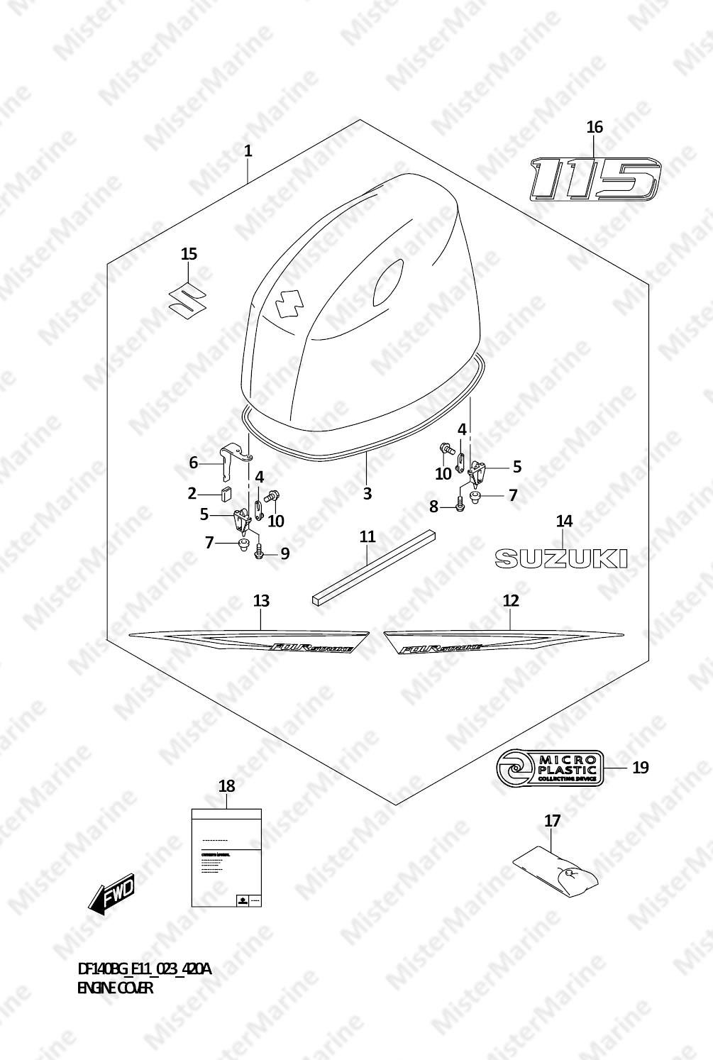 FIG.420A (1-G-9) ENGINE COVER (DF115BG,DF115BZG)