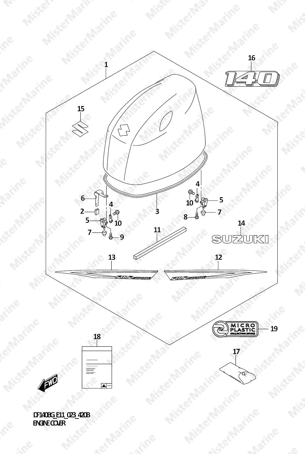 FIG.420B (1-G-11) ENGINE COVER (DF140BG,DF140BZG)