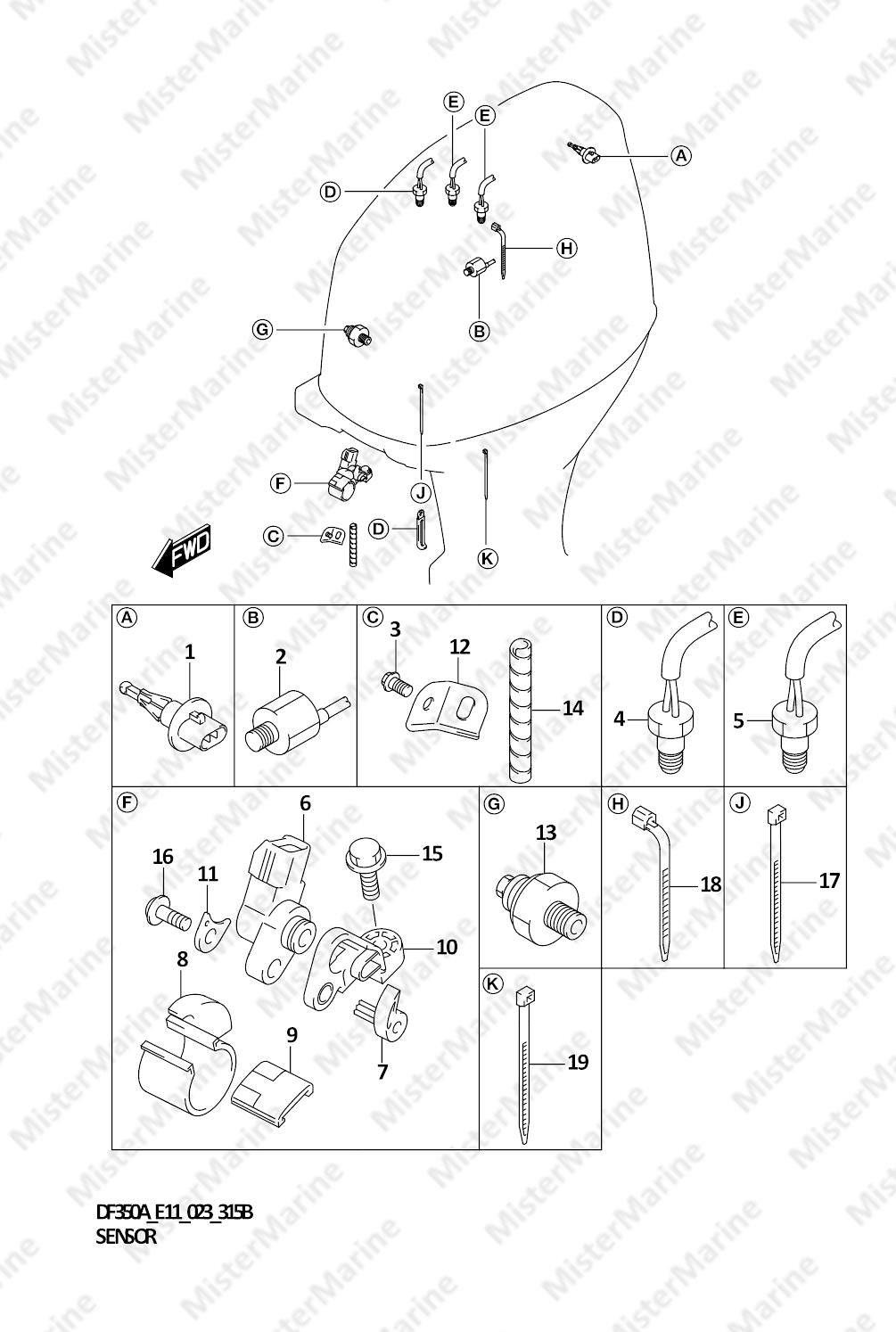 FIG.315B (1-F-2) SENSOR (DF350AMD,DF300BMD)