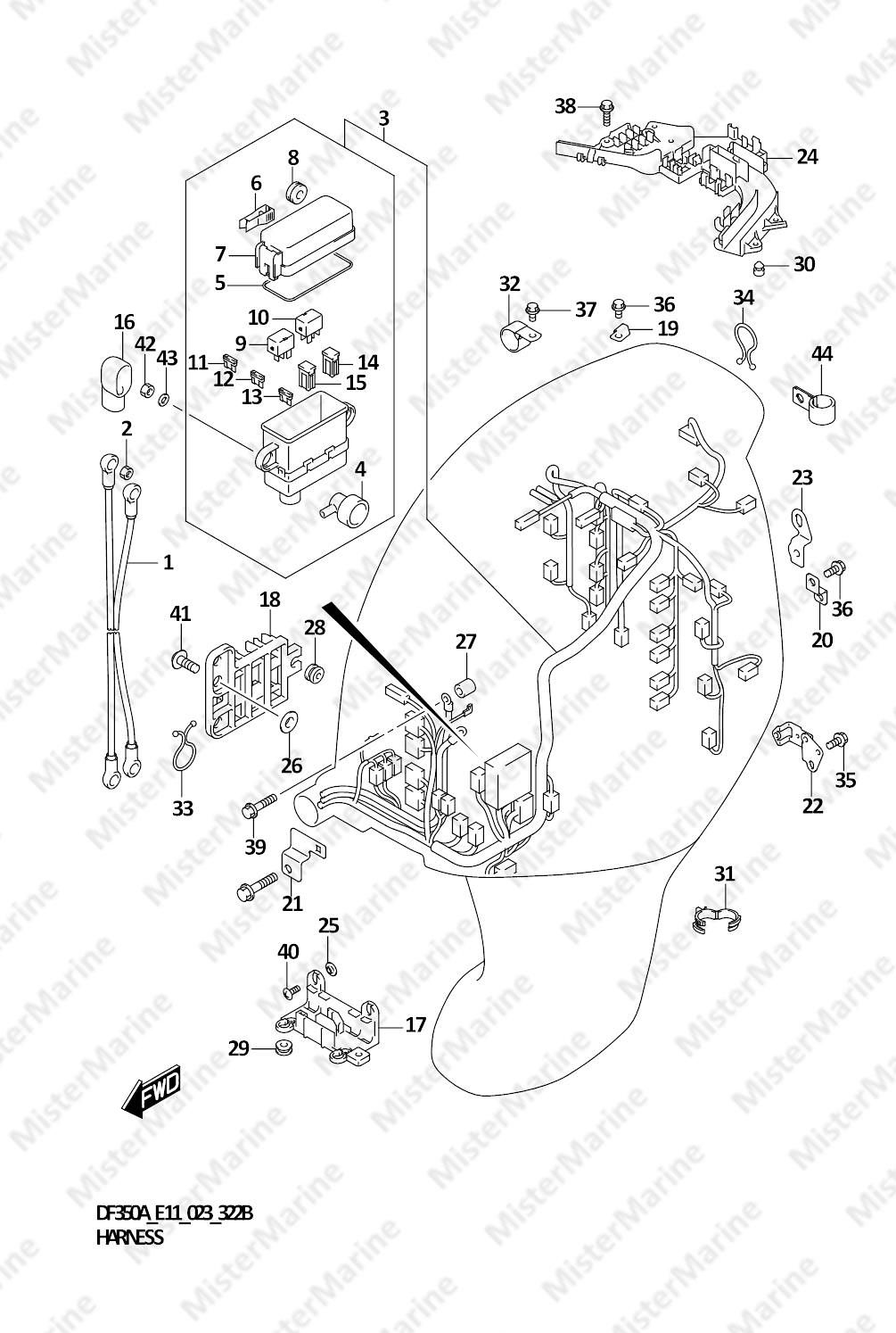FIG.322B (1-F-5) HARNESS ((022,023):(DF350A,DF325A,DF300B))