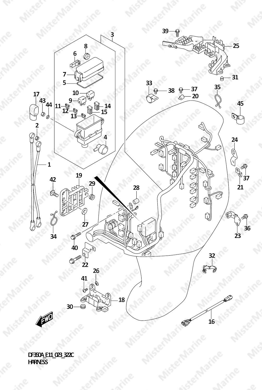 FIG.322C (1-F-7) HARNESS (023:(DF350AMD,DF300BMD))