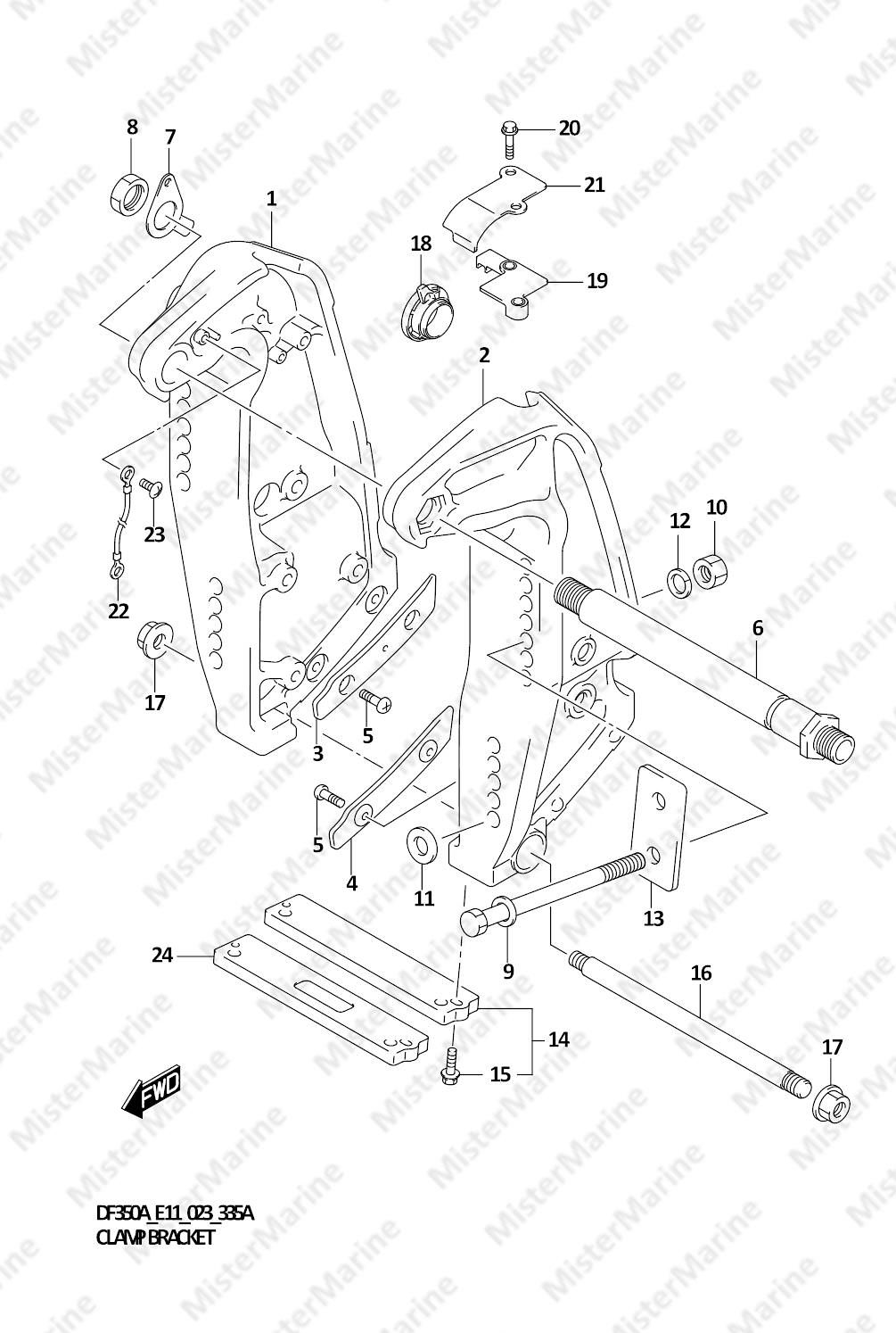 FIG.335A (1-F-12) CLAMP BRACKET (DF350A,DF325A,DF300B)