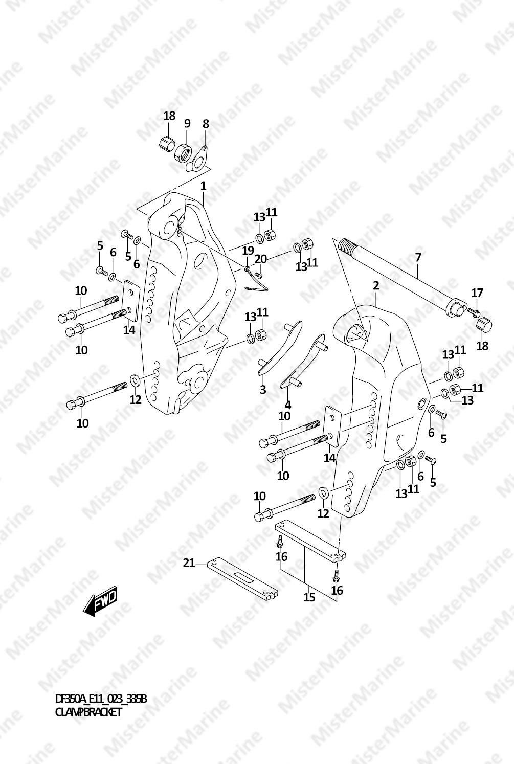 FIG.335B (1-F-14) CLAMP BRACKET (DF350AMD,DF300BMD)