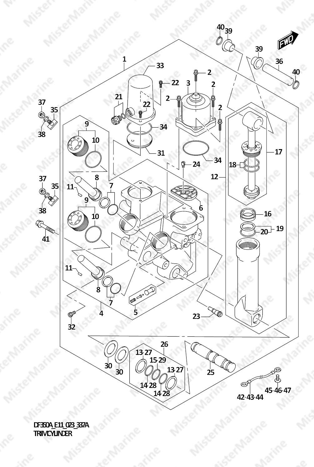 FIG.337A (1-G-6) TRIM CYLINDER (DF350A,DF325A,DF300B:SEE NOTE)