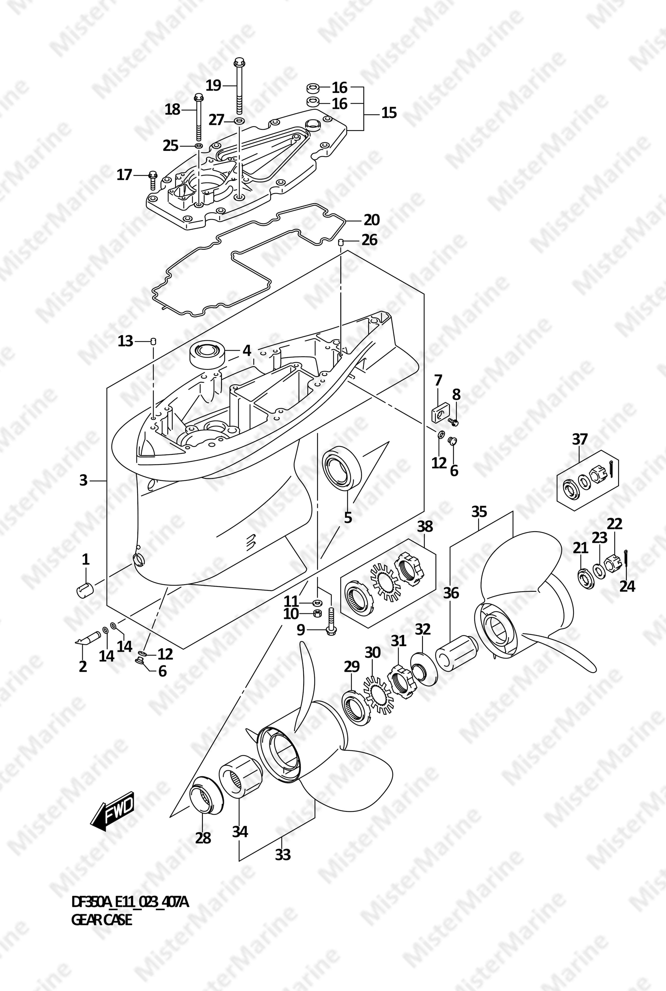 FIG.407A (1-H-14) GEAR CASE (020,021,022)
