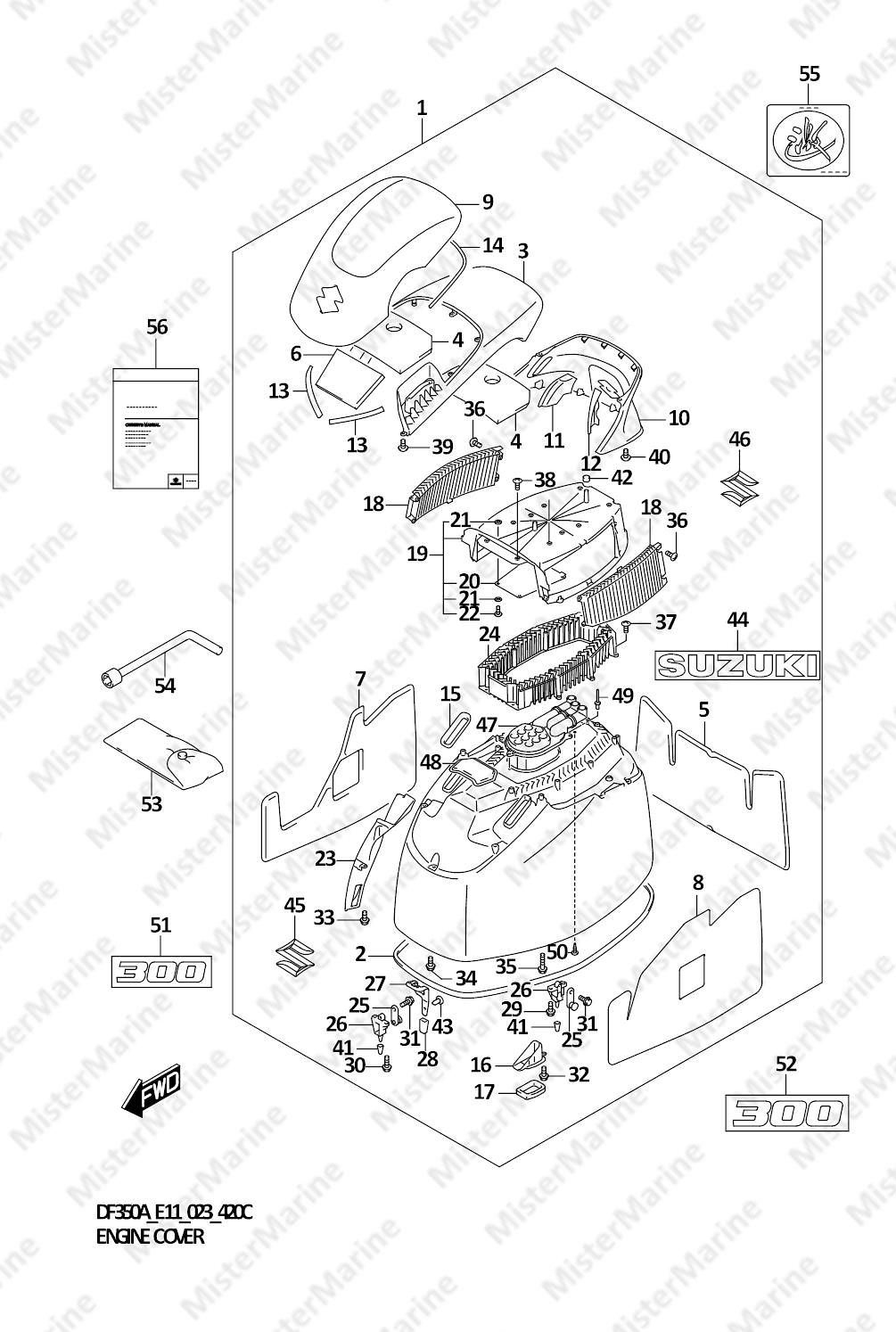 FIG.420C (1-J-3) ENGINE COVER (DF300B,DF300BMD)