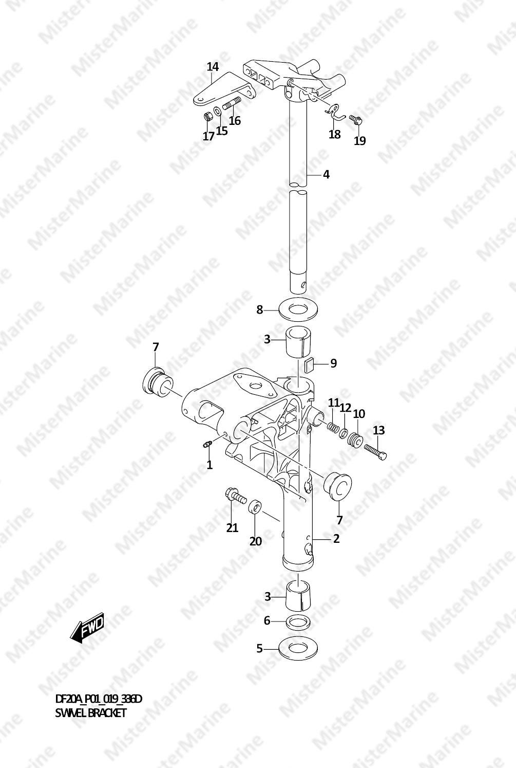 FIG.336D (1-F-8) SWIVEL BRACKET (DF9.9BT)(DF15AT)(DF20AT)