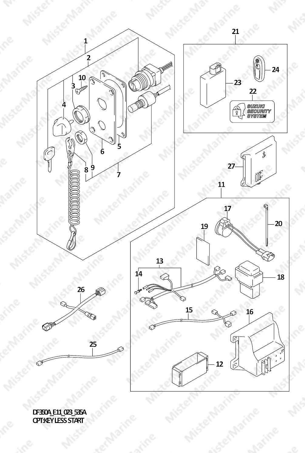 FIG.535A (1-K-9) OPT:KEY LESS START ((DF350A,DF325A):(020,021))