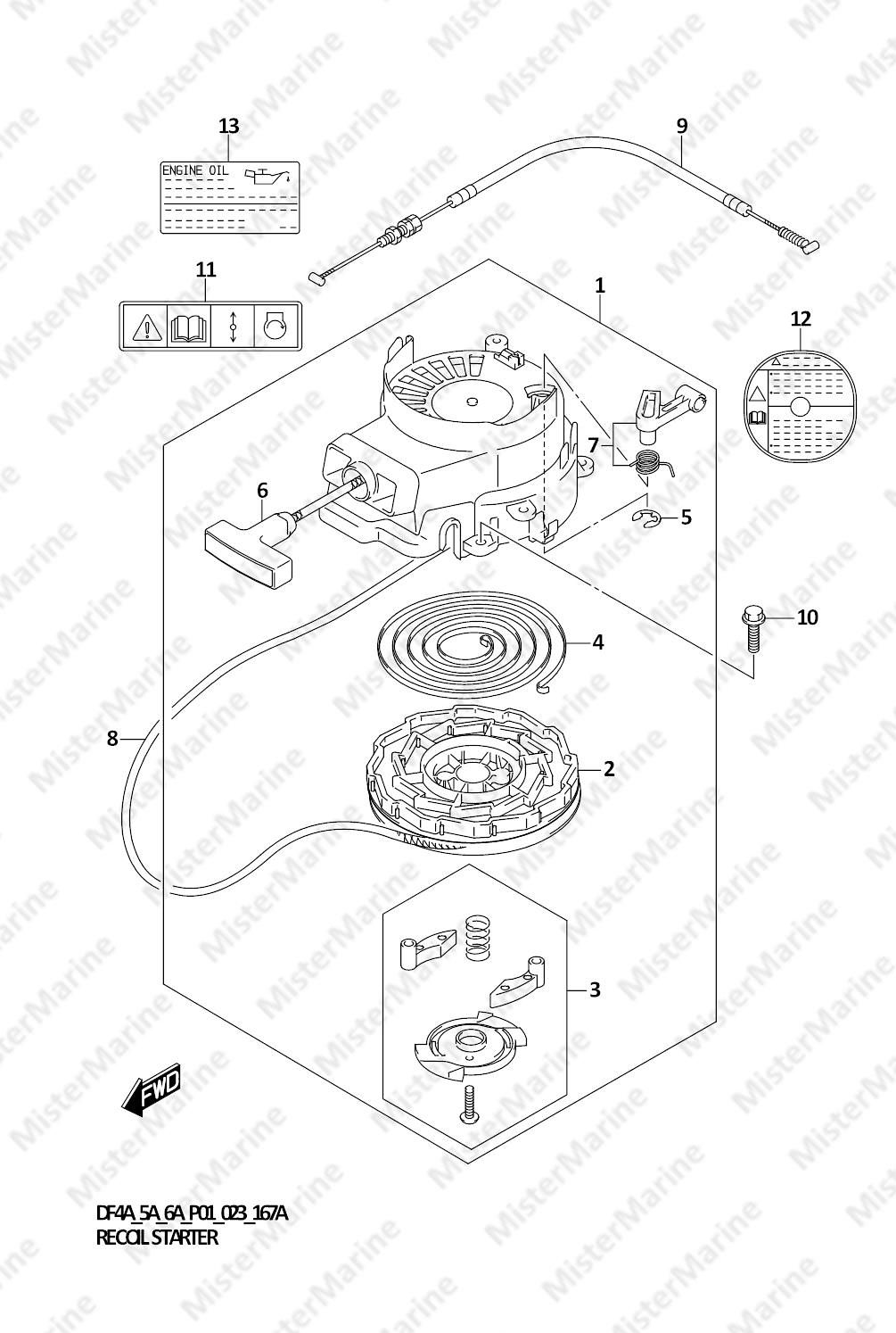 FIG.167A (1-B-12) RECOIL STARTER
