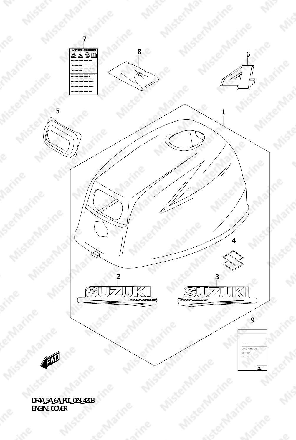 FIG.420B (1-C-14) ENGINE COVER (DF4A:020:FOR Y5S)
