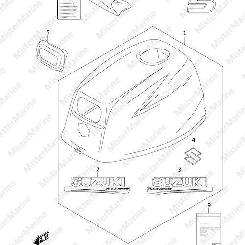 FIG.420D (1-D-3) ENGINE COVER (DF5A:020:FOR Y5S)