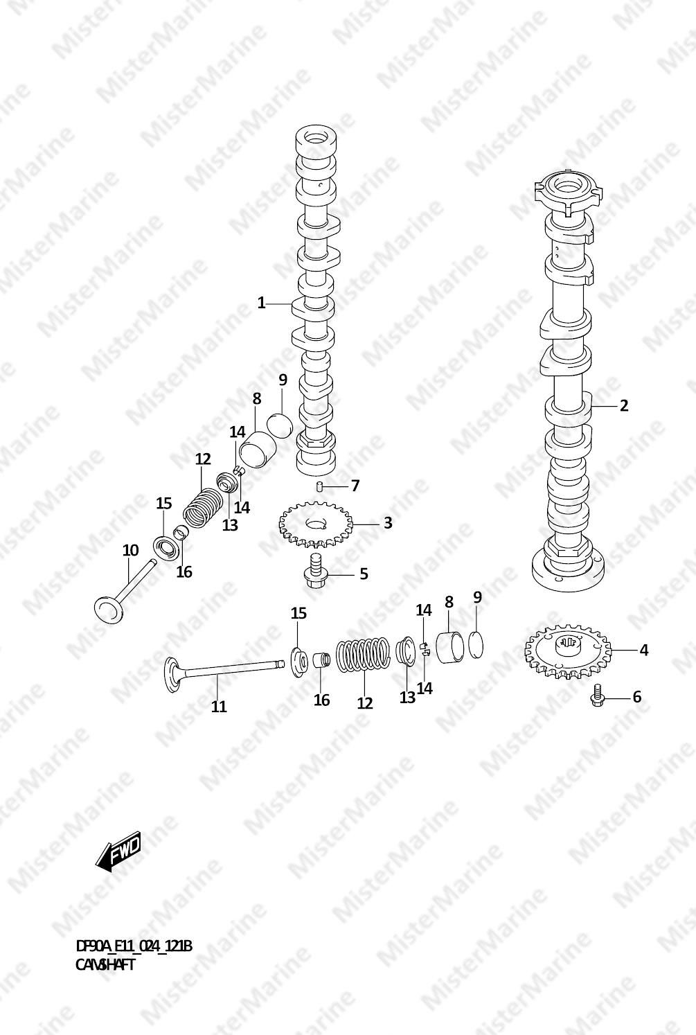 FIG.121B (1-B-9) CAMSHAFT (DF75A,DF80A)