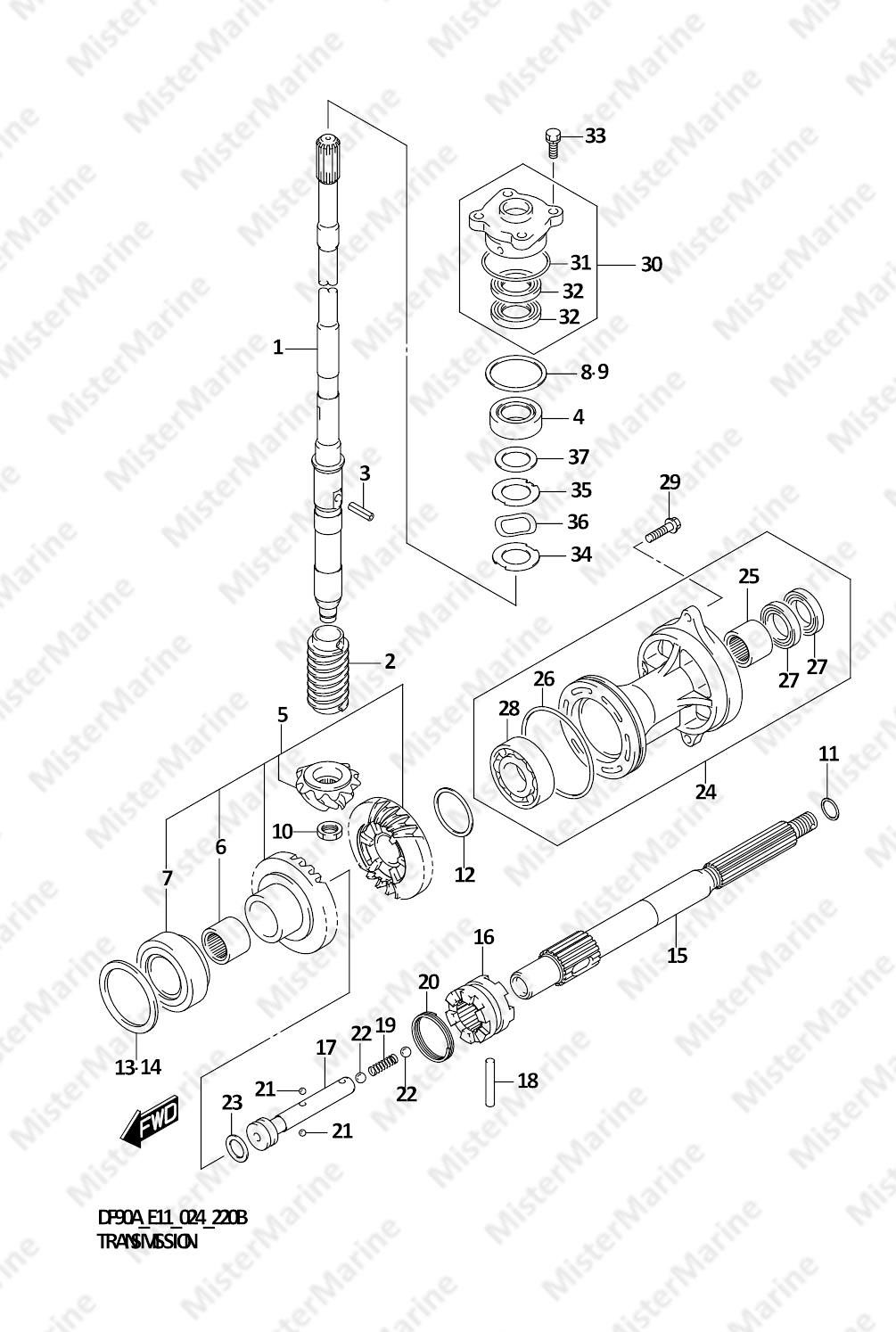 FIG.220B (1-D-12) TRANSMISSION (X-TRANSOM)