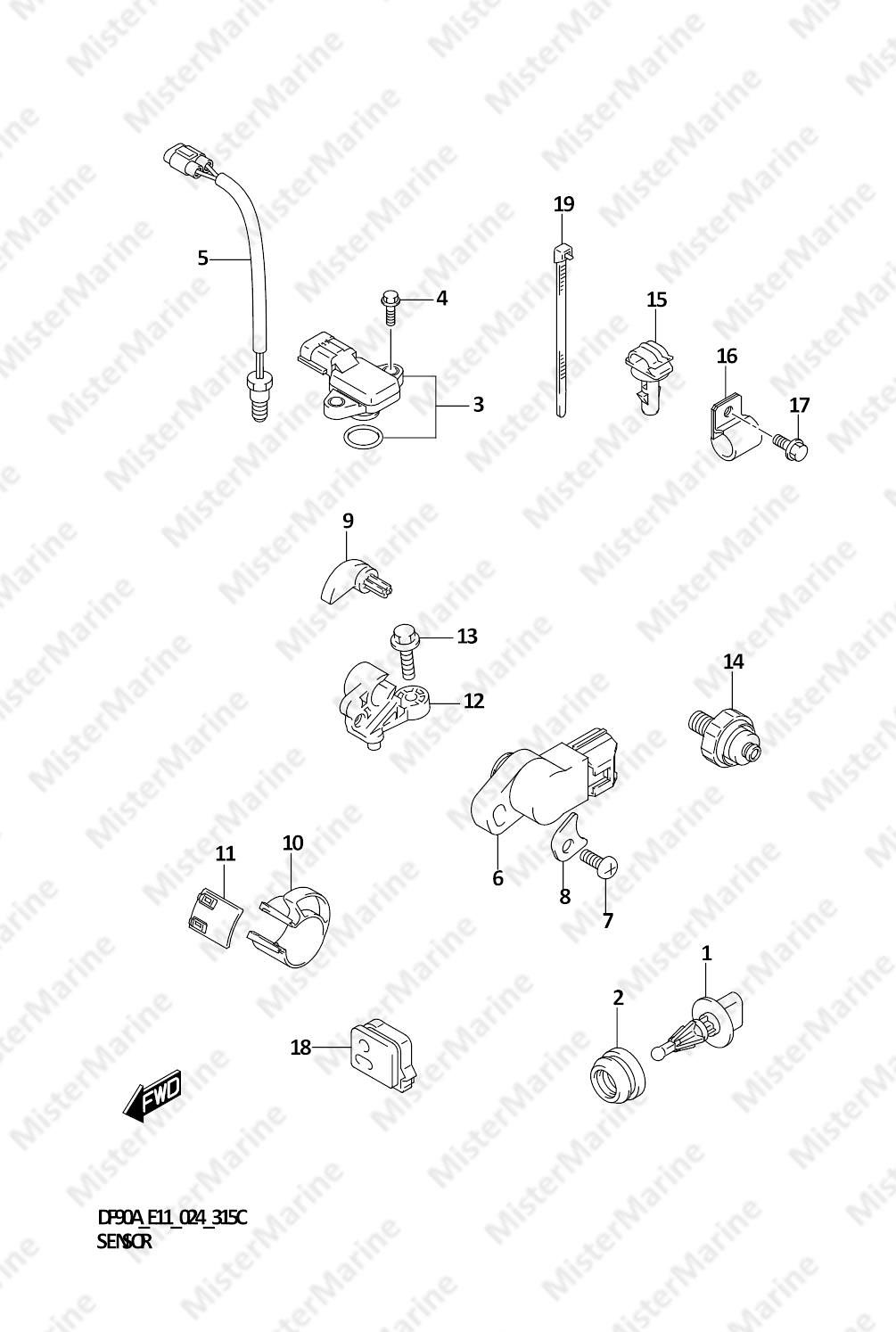 FIG.315C (1-E-4) SENSOR (DF70A,DF75A,DF70ATH,DF80A,DF90A,DF90ATH,DF100B)
