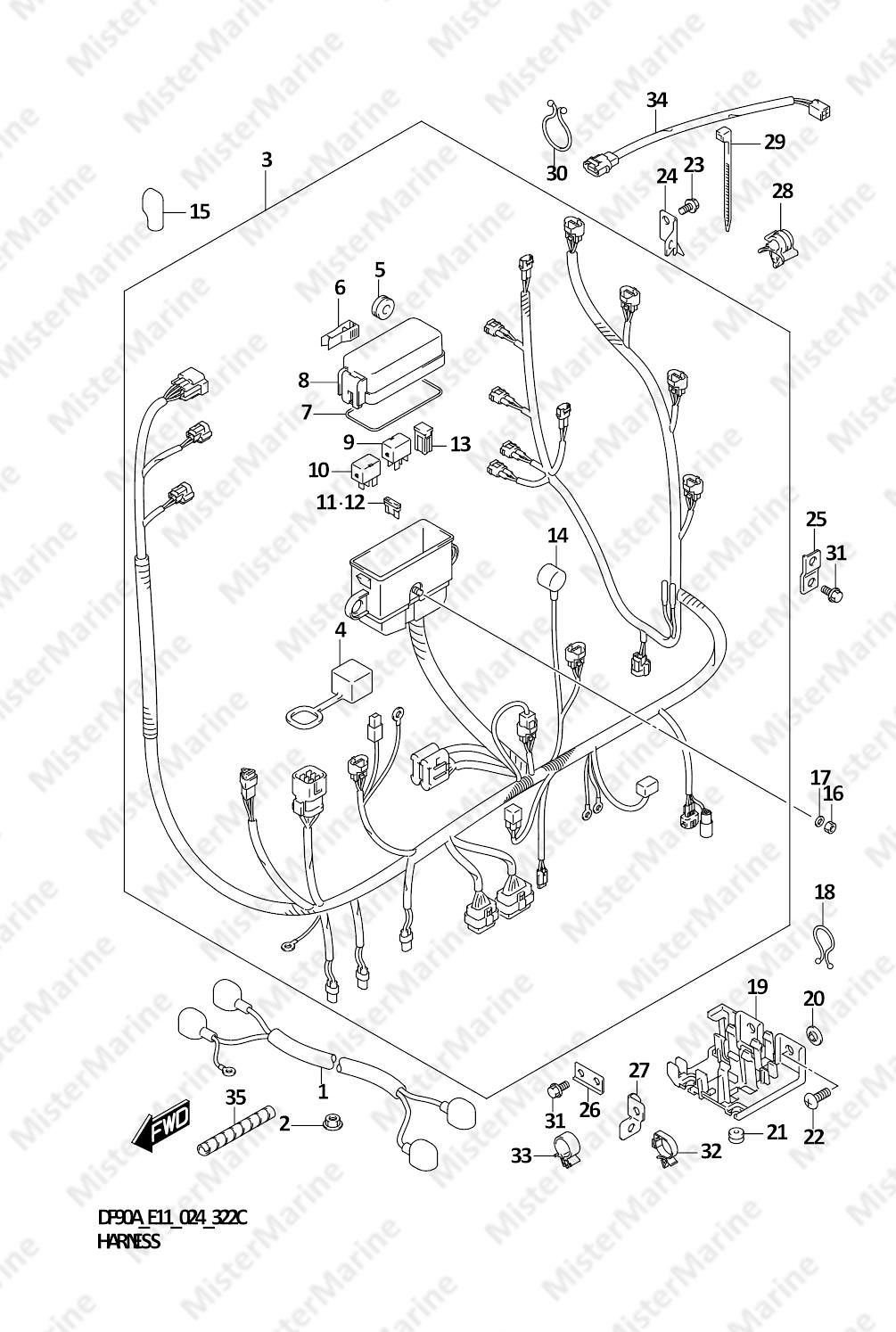 FIG.322C (1-E-5) HARNESS (DF90AWQH)
