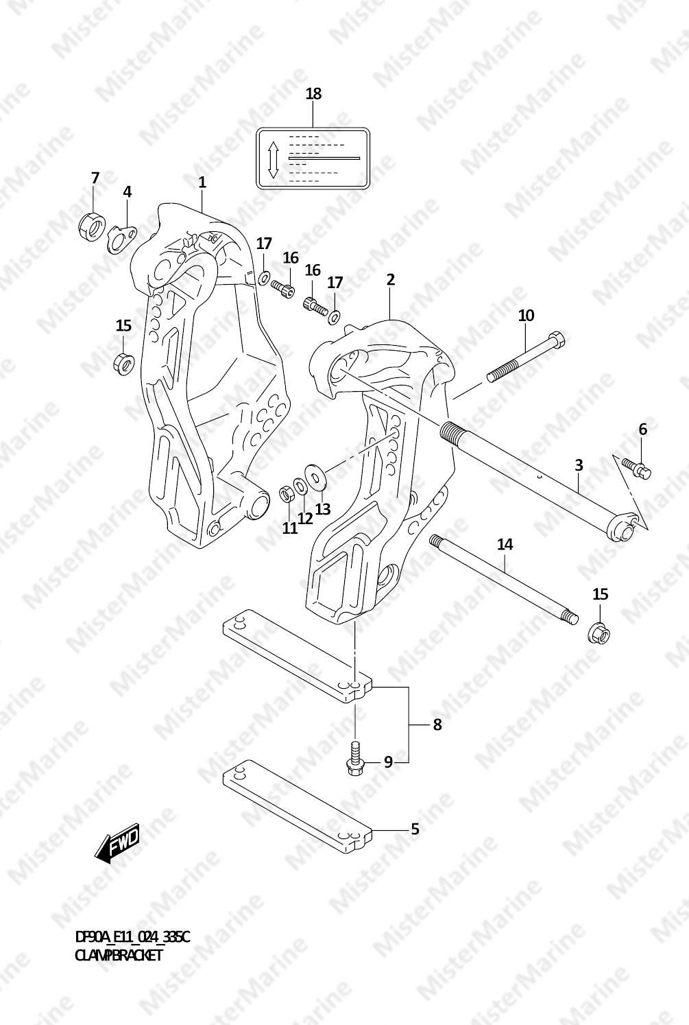 FIG.335C (1-E-14) CLAMP BRACKET (DF90AWQH)