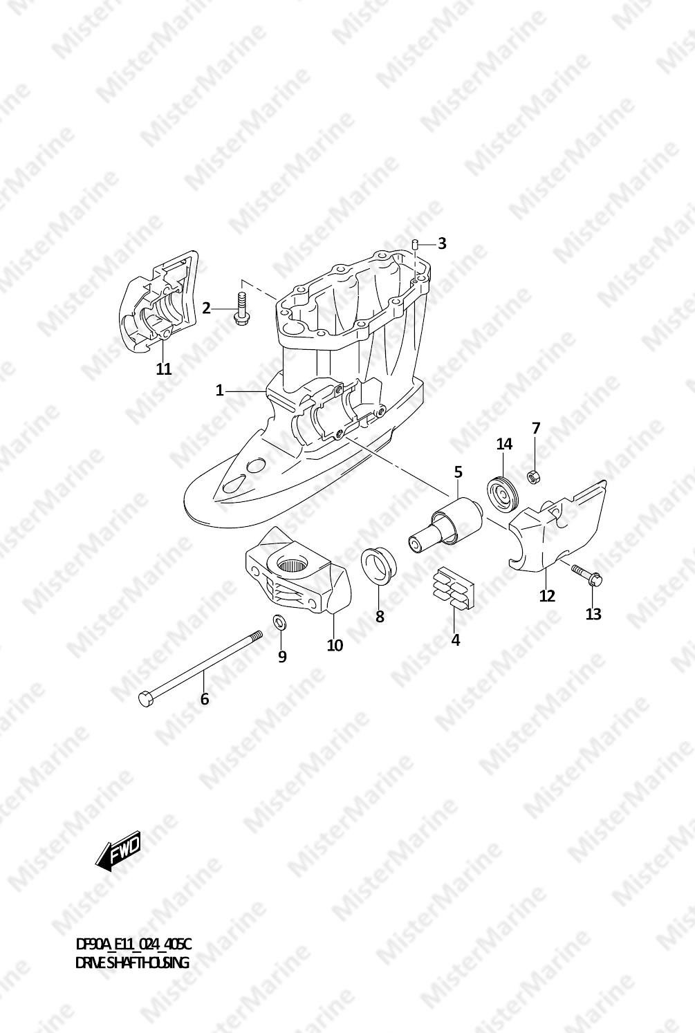 FIG.405C (1-F-14) DRIVE SHAFT HOUSING ((DF70ATH,DF90ATH):(E01,E11))
