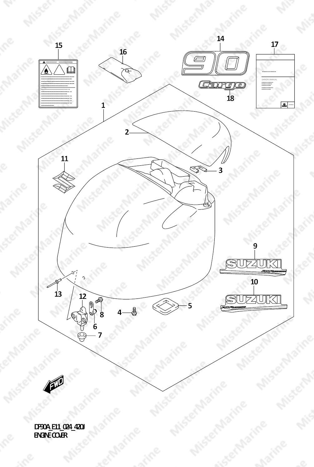 FIG.420J (1-H-3) ENGINE COVER (DF90AWQH)