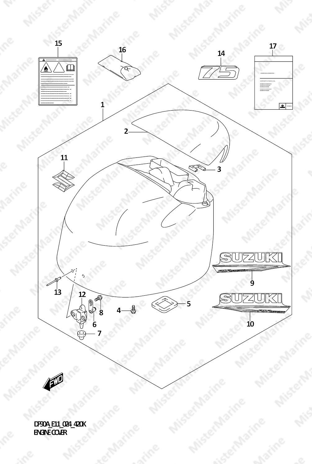 FIG.420K (1-H-4) ENGINE COVER (DF75A)