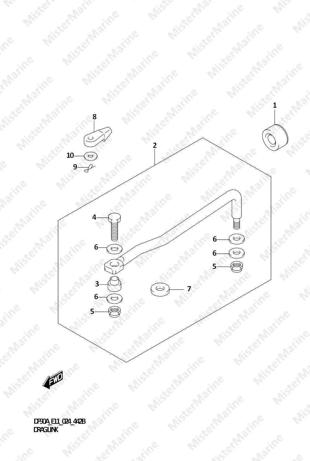 FIG.442B (1-H-6) DRAG LINK (DF70A,DF80A,DF90A,DF100B,DF75A)