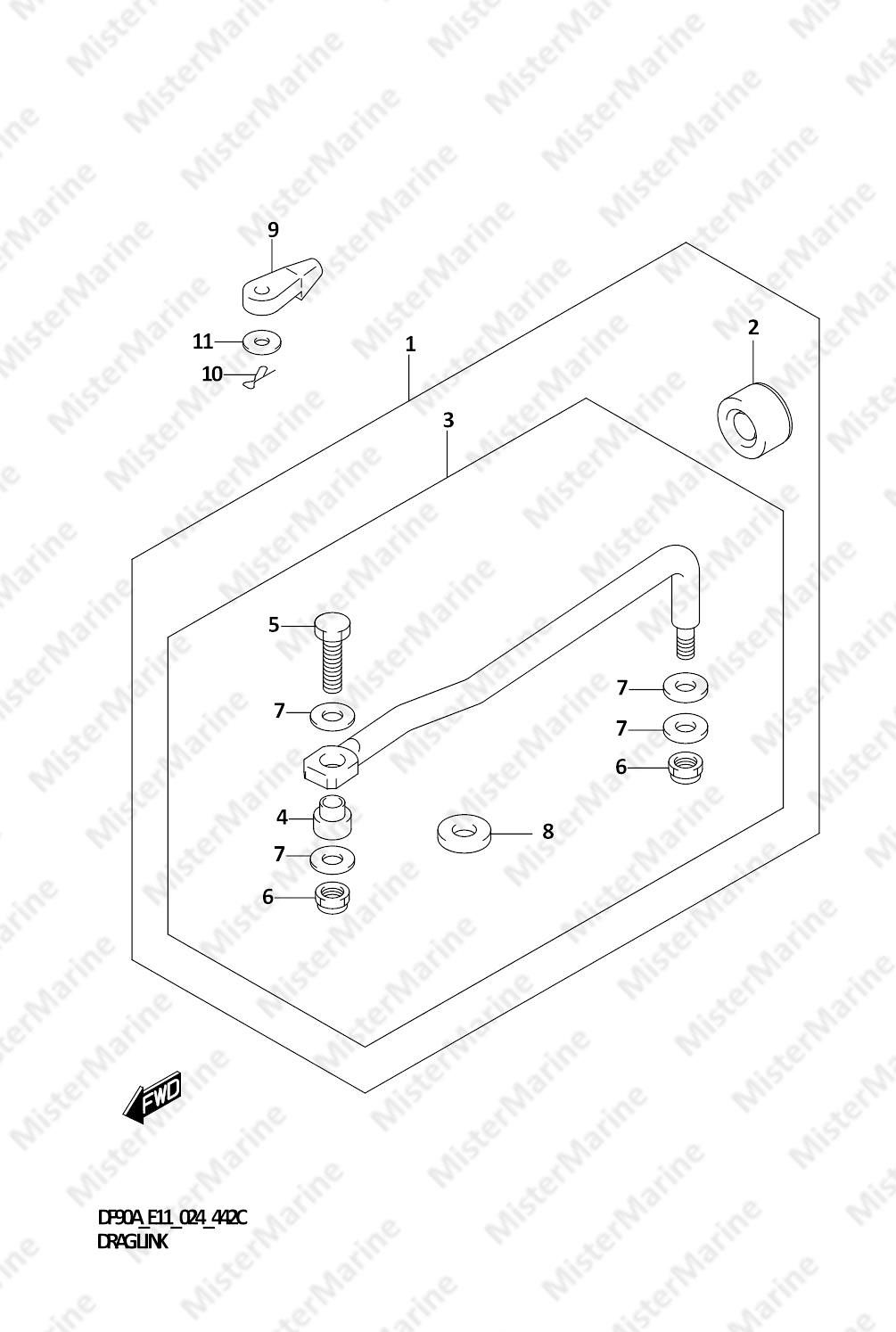 FIG.442C (1-H-7) DRAG LINK (DF70ATH,DF90ATH)