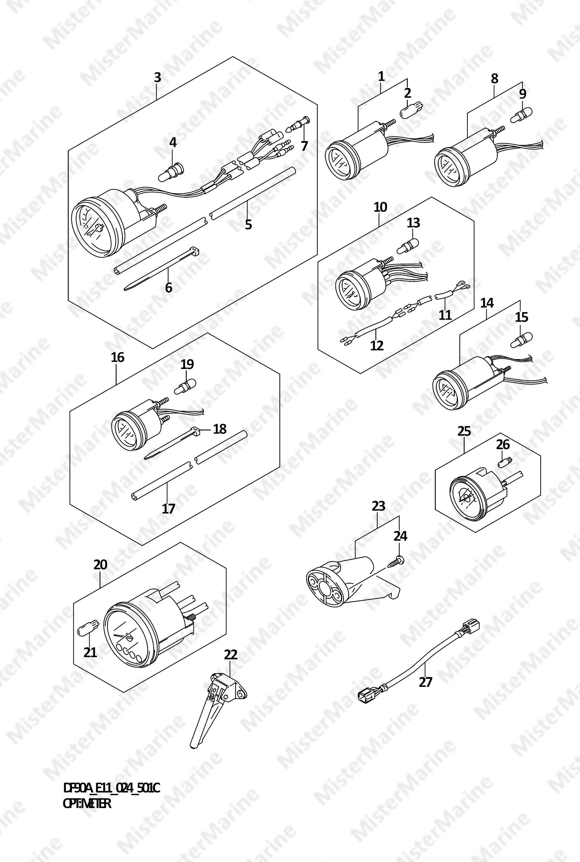FIG.501C (1-I-4) OPT:METER (DF70A,DF75A,DF80A,DF90A,DF100B)