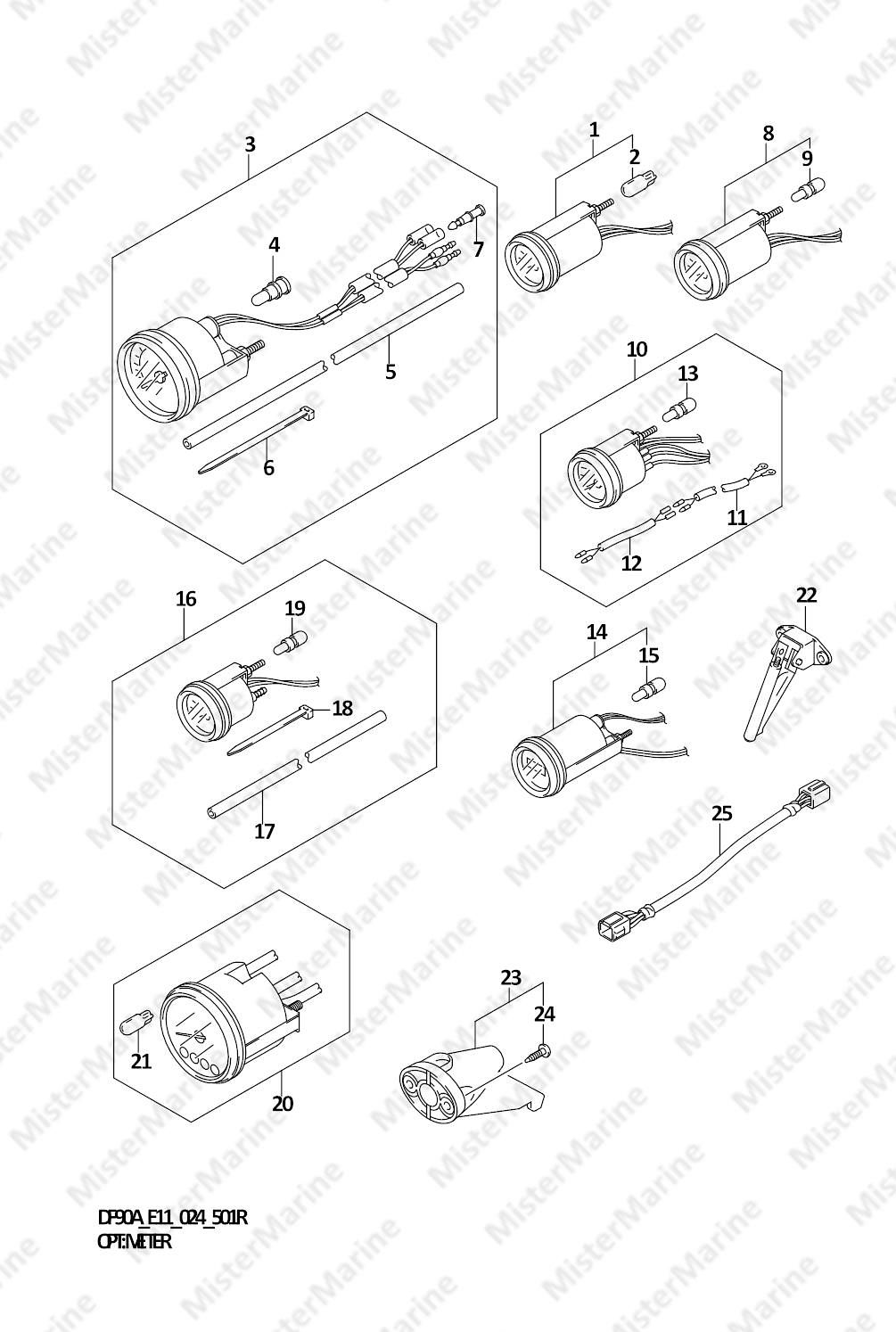 FIG.501R (1-I-9) OPT:METER (DF70A,DF90A)(SEE NOTE 1)